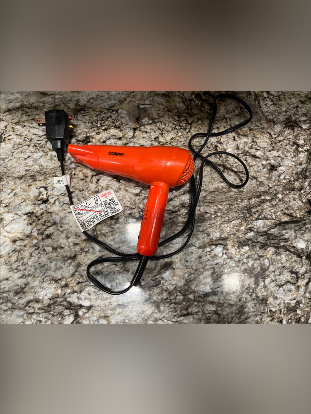 Conair 1875W Orange Travel Hair Dryer - Folding Handle Compact Styler